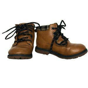 OshKosh B'Gosh Braxton B Boots Little Boys Toddler 10 Tan Black Plaid Shoes Beig